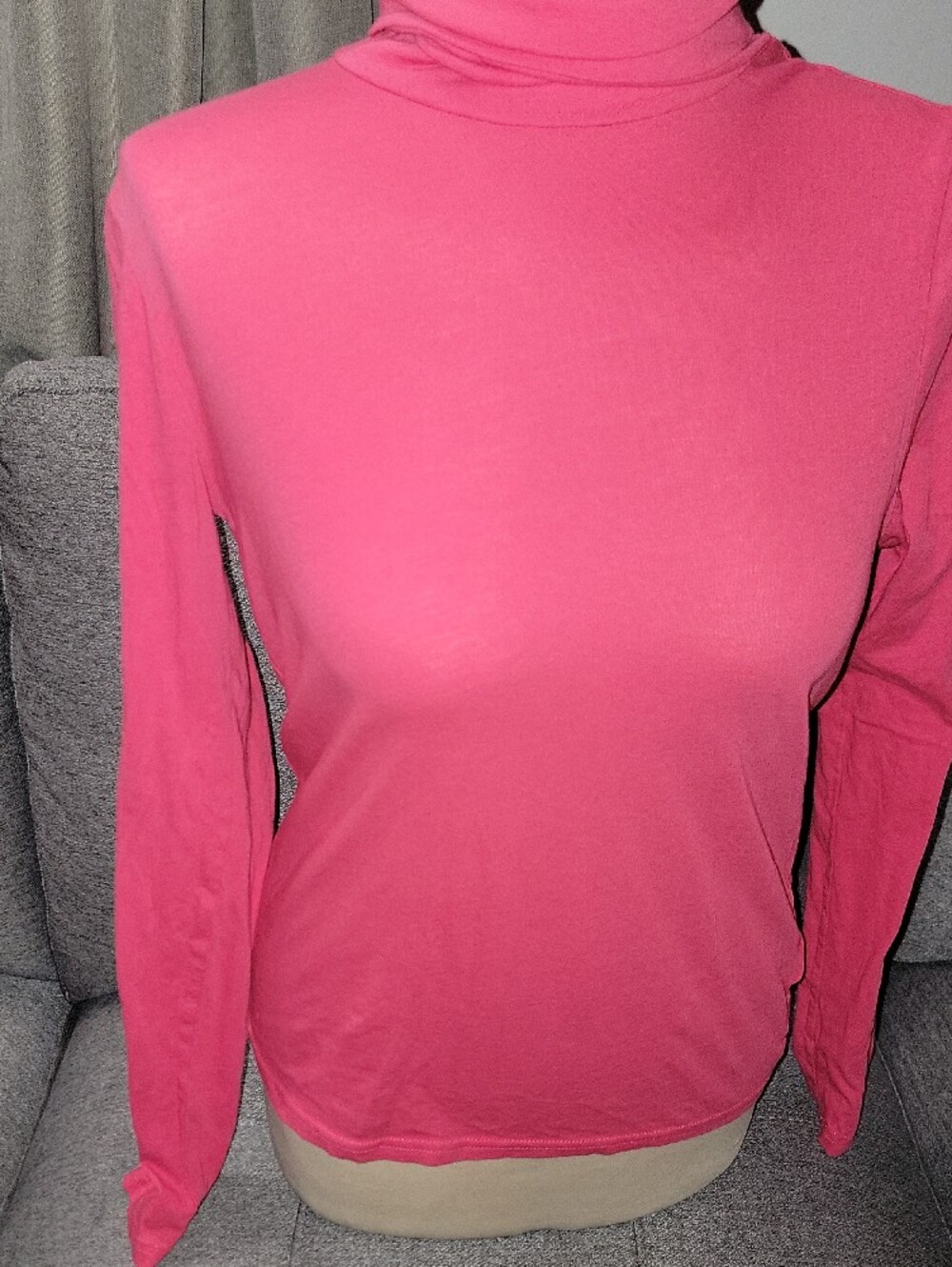J. Crew Bright Pink Long-Sleeve Turtleneck Light Material - Picture 3 of 8